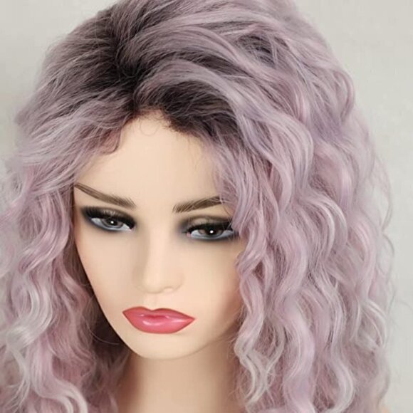 π
Ίπ Stunning Long Curly Wavy Ombre PURPLE Hair Replacement Wig Lace SEXY NWT ππ - Picture 5 of 8